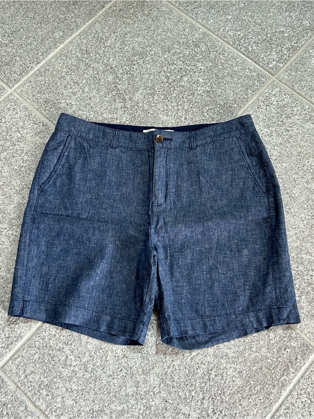 NWOT Old Navy Womens Everyday Short 14 Linen Blend Blue High-Rise Chino Pockets